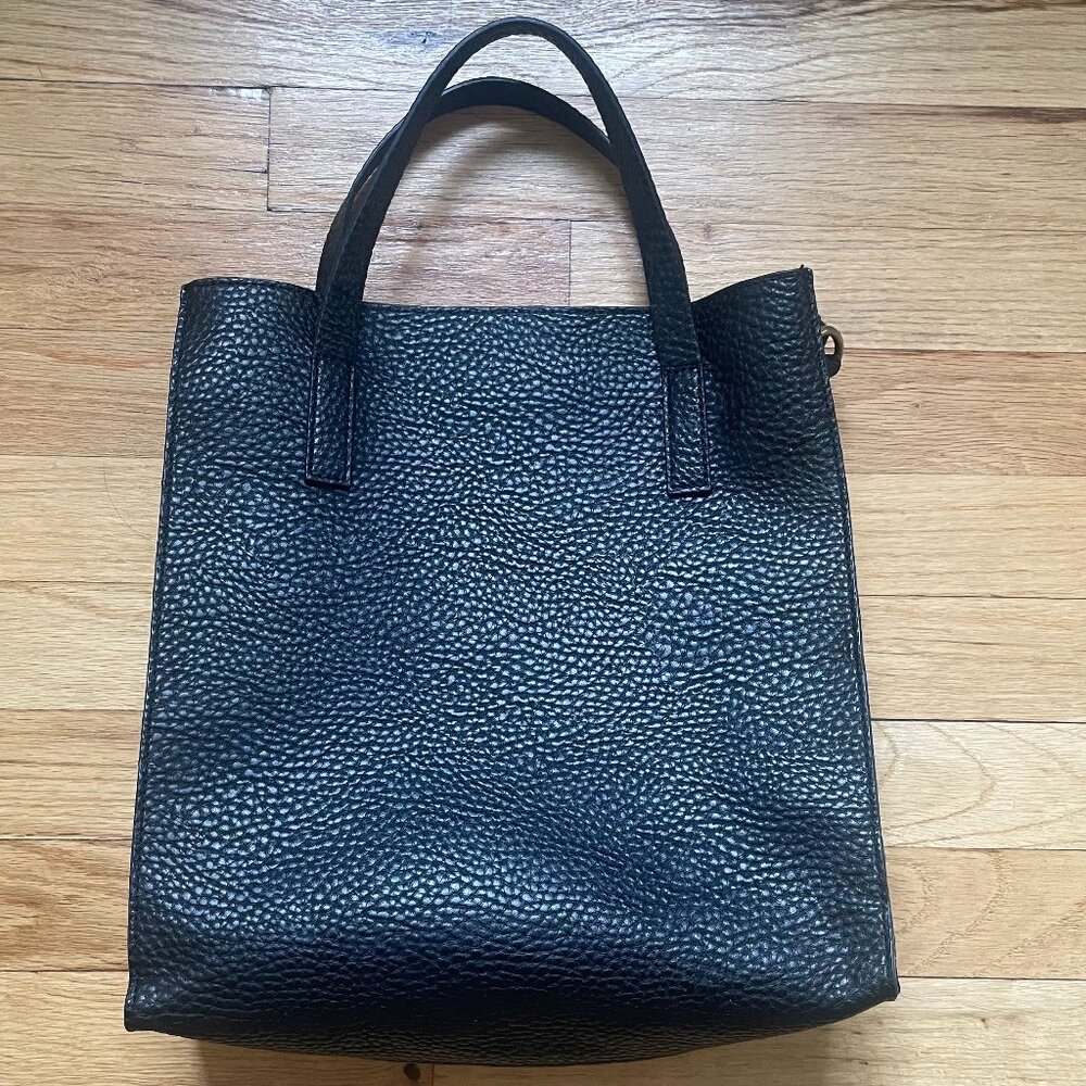 Barneys New York Black Leather Shopper Tote